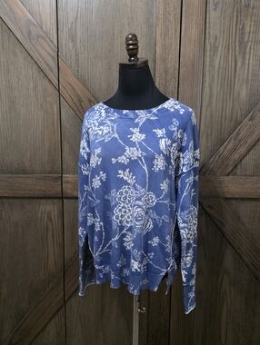 Sundance Blue and White Floral Sweater